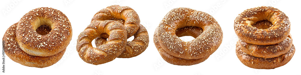 Simit bread, isolated on white background. Mix Collection PNG. Simit bread, isolated on white background. Mix Collection PNG.