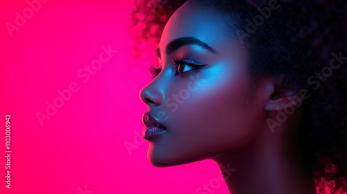 Stunning Profile Portrait with Neon Lighting Effects