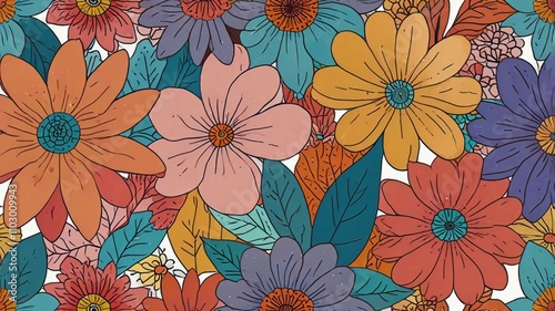 Wallpaper Mural seamless background with flowers Torontodigital.ca