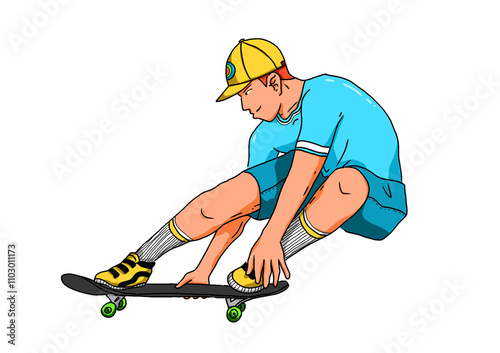 Skate boy jumping board