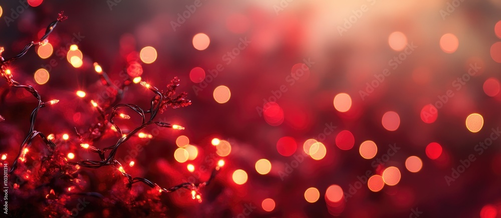 Festive red Christmas lights glowing softly against a dreamy blurred background creating a warm holiday atmosphere. Festive red Christmas lights glowing softly against a dreamy blurred background creating a warm holiday atmosphere.