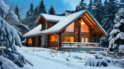 house in the mountains in winter