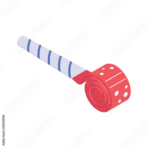 Noisemaker, isometric icon of party blower in modern style