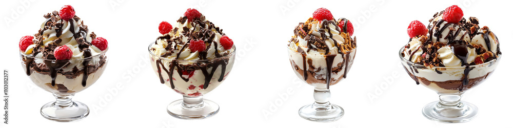 Ice cream sundae, isolated on white background. Mix Collection PNG. Ice cream sundae, isolated on white background. Mix Collection PNG.