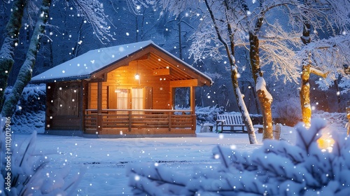 house in the mountains in winter