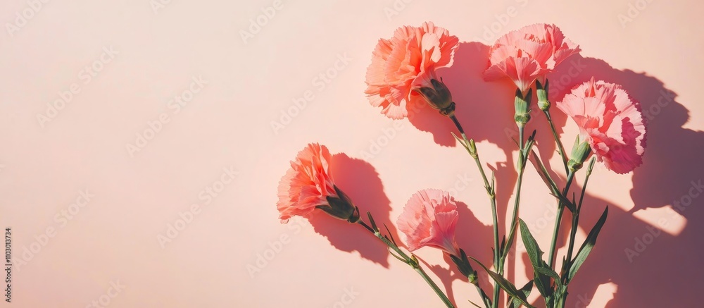 Pink carnations on a pastel background symbolizing celebration and beauty ideal for holidays birthdays and special occasions. Pink carnations on a pastel background symbolizing celebration and beauty ideal for holidays birthdays and special occasions.