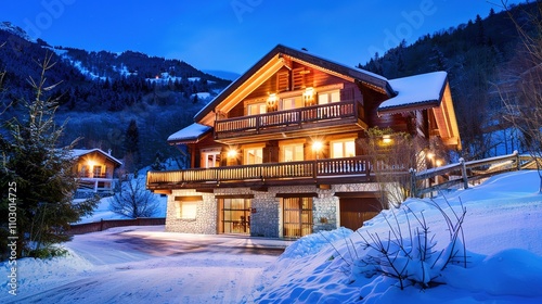 house in the mountains in winter