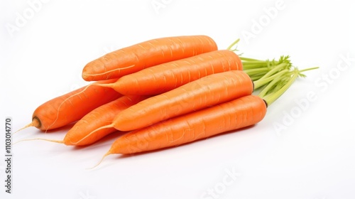 Vibrant fresh carrots arranged on a clean white background showcasing their natural color and texture for culinary and health-related themes