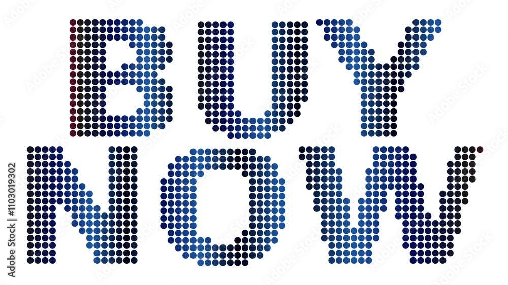 Animated Buy Now text and motion effect title with dots on white background. Proress Format. Animated Buy Now text and motion effect title with dots on white background. Proress Format.