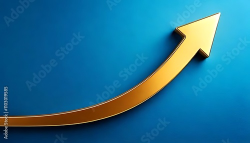 Wallpaper Mural Solid gold upward arrow on a blue background symbolizing growth and success Torontodigital.ca