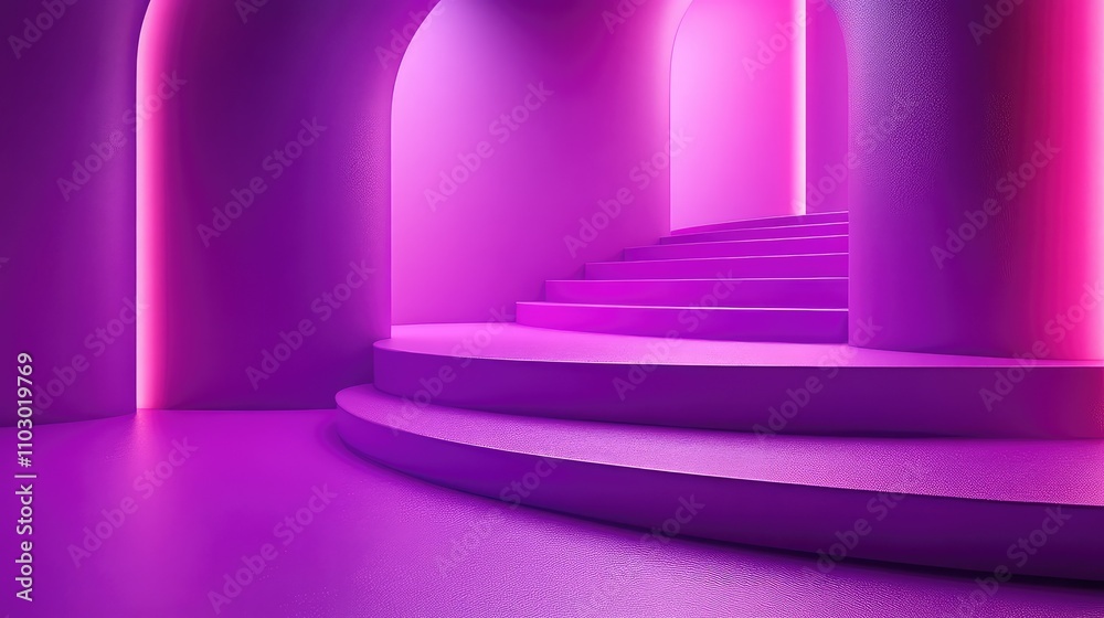 Illustration of Bright Pink Curvy Shape of Round Surfaces Over Smooth Curvy Purple Background Illustration of Bright Pink Curvy Shape of Round Surfaces Over Smooth Curvy Purple Background