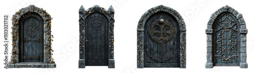 Decorative Doors on Transparent Background
