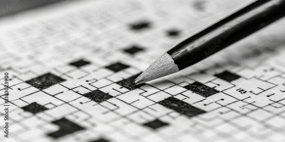 Black and white crossword puzzle awaiting resolution featuring a Black and white crossword puzzle awaiting resolution featuring a
