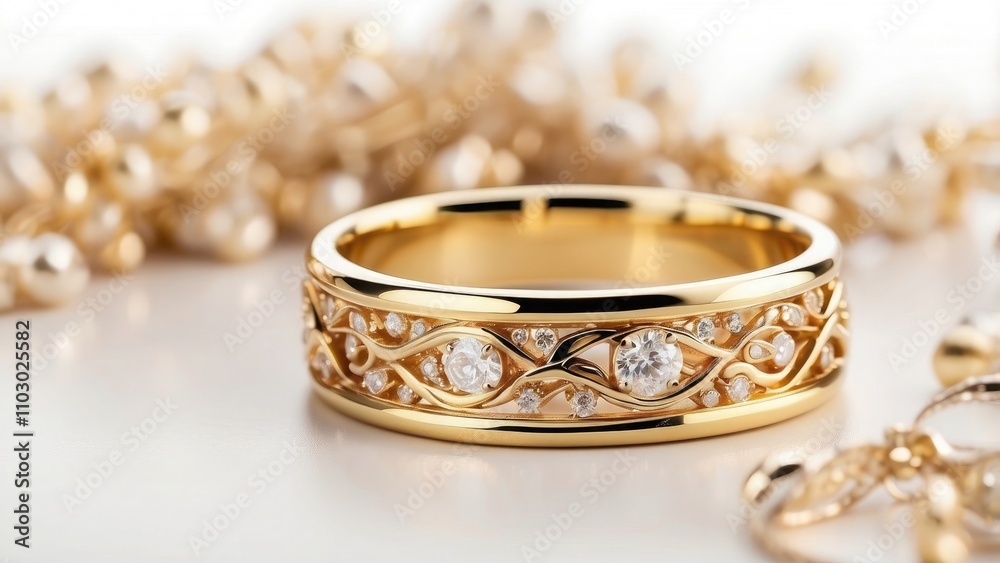 Gorgeous wedding bands in gold, isolated on white, top view Gorgeous wedding bands in gold, isolated on white, top view