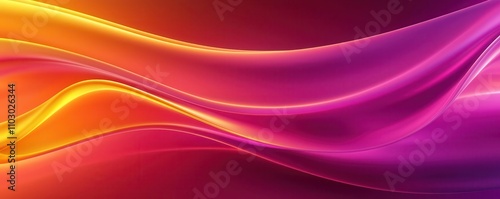 A vibrant, flowing abstract design featuring waves of orange, pink, and purple hues against a soft gradient background.