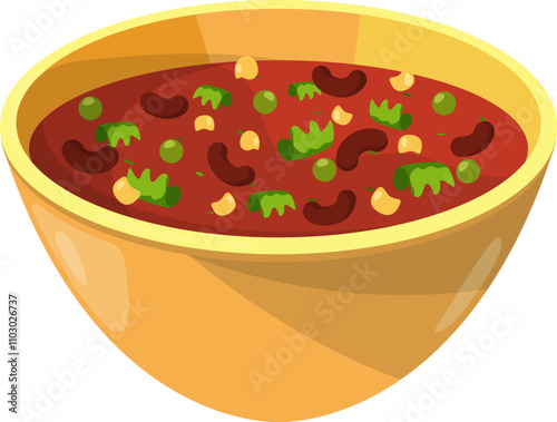 Dal soup bowl cartoon icon. Indian dish