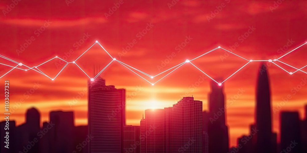 A vibrant sunset over a city skyline, featuring a glowing line graph, symbolizing growth and progress in a dynamic urban environment. A vibrant sunset over a city skyline, featuring a glowing line graph, symbolizing growth and progress in a dynamic urban environment.