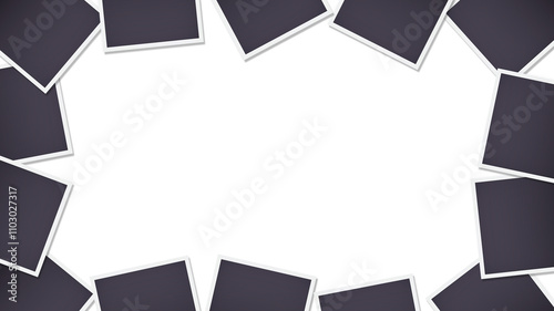 余白がある黒塗りの写真が周りに散らばるフレーム