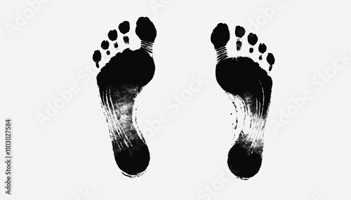 Black human woman footprint on a white background. Generative AI.