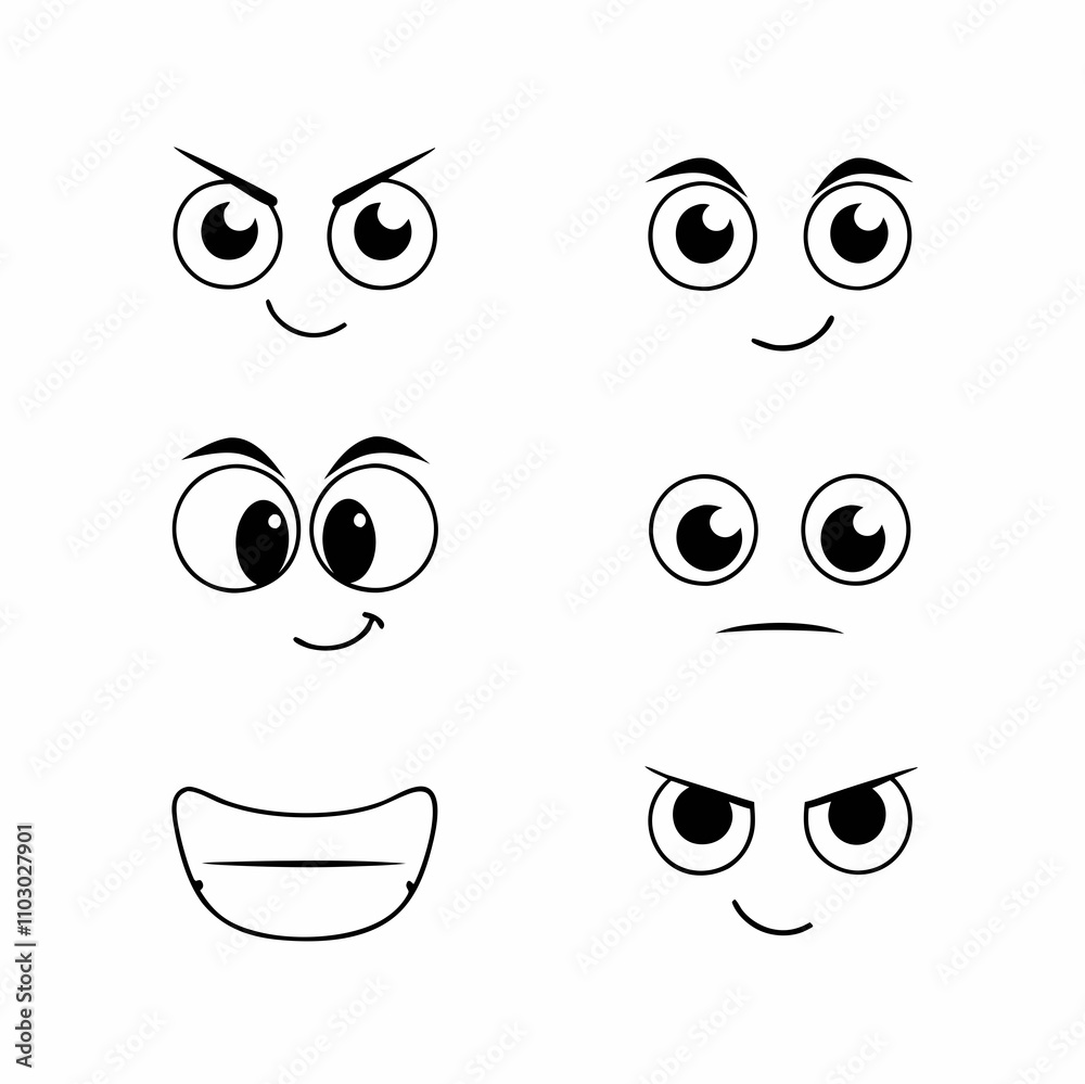Cartoon Facial Expression Hand Drawn Illustration Cartoon Facial Expression Hand Drawn Illustration