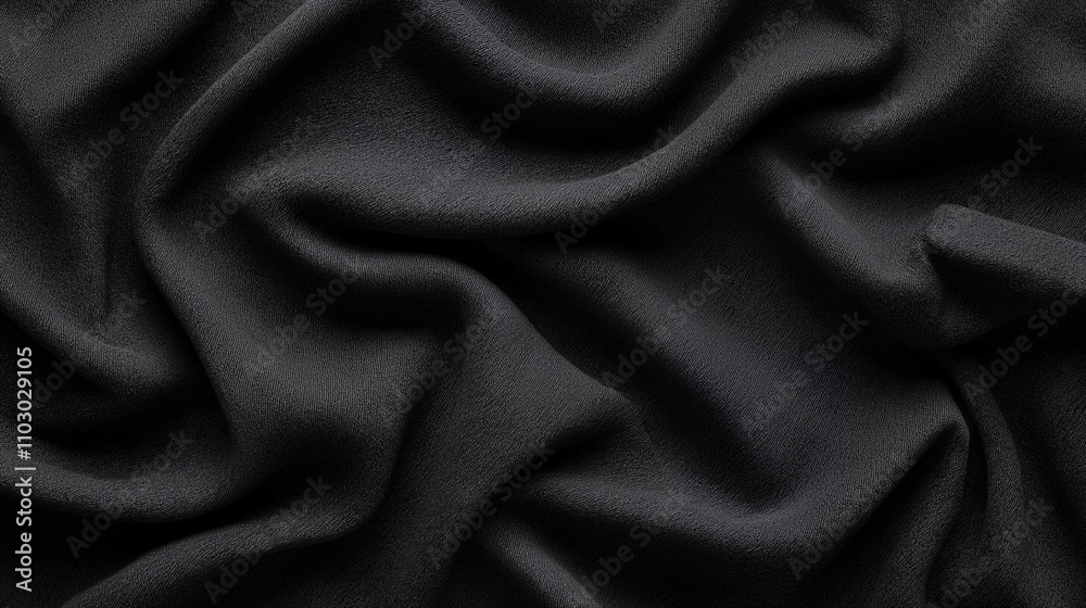 Obraz premium A close-up of black fabric showcasing smooth, flowing texture and folds.