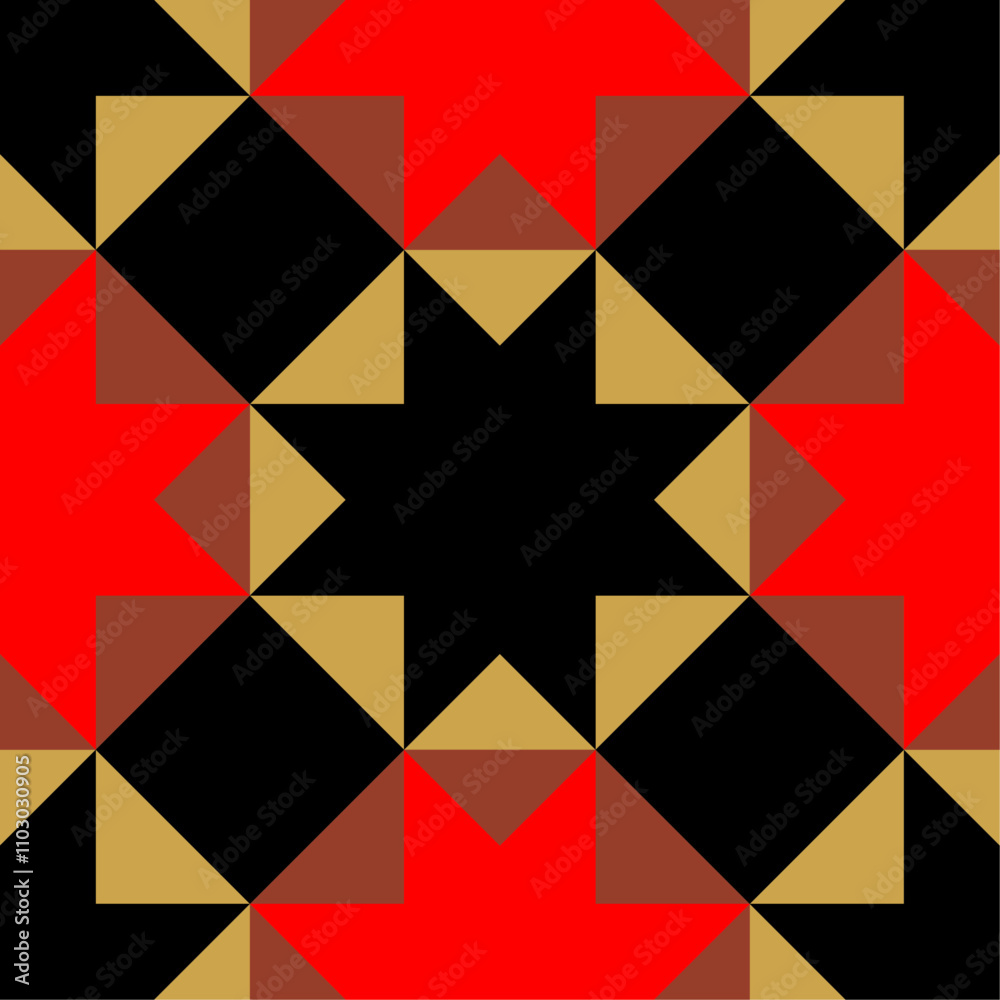 Black, gold, red and brown geometrical ornament Black, gold, red and brown geometrical ornament