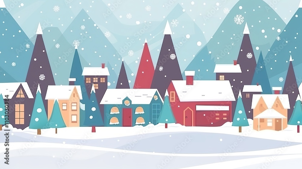 Winter_festive_landscape_with_village_and_Christmas Winter_festive_landscape_with_village_and_Christmas