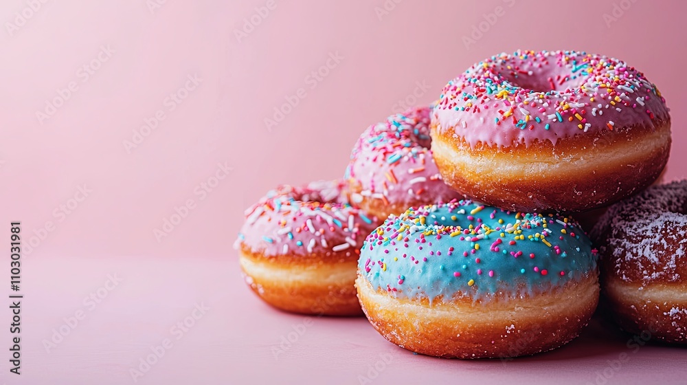 Colorful Donuts on Isolated White Background Colorful Donuts on Isolated White Background