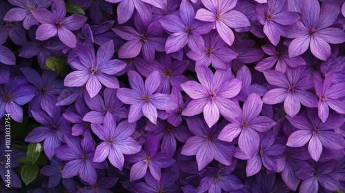 32.Detailed macro shot of purple flowers growing densely on a shrub, captured at Acton Botanical Garden. The lush purple hues stand out against the greenery, each bloom showcasing intricate petal photo