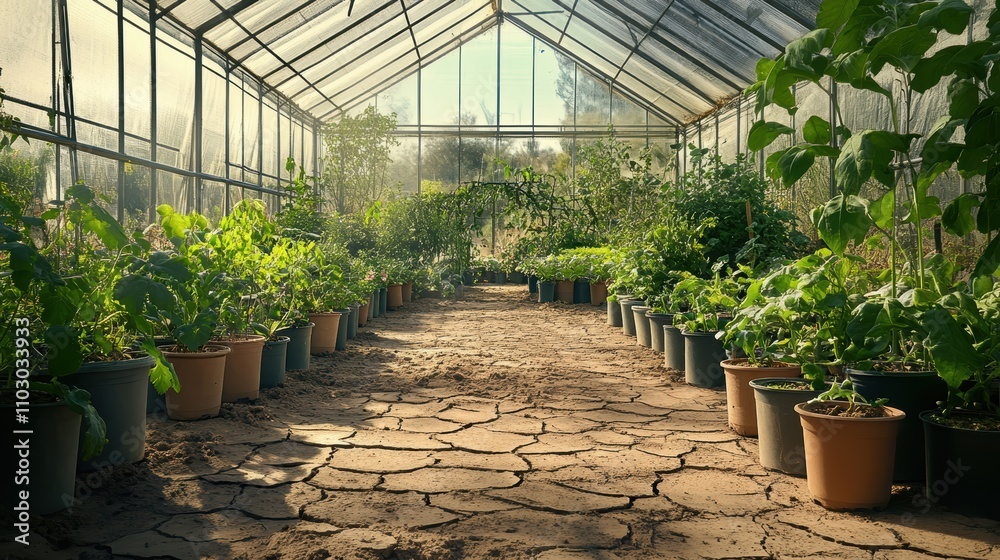 Thriving Plants in a Lush Greenhouse Setting Thriving Plants in a Lush Greenhouse Setting