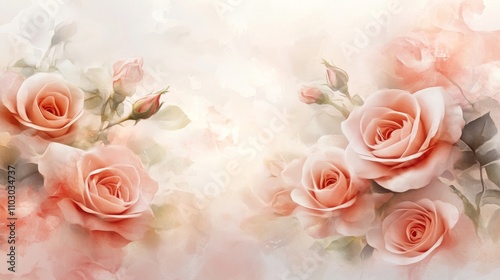 49.Luxurious roses captured in a soft-focus bokeh effect, with delicate blooms fading into the background. The image features a dreamy, romantic quality, perfect for banners, posters, or