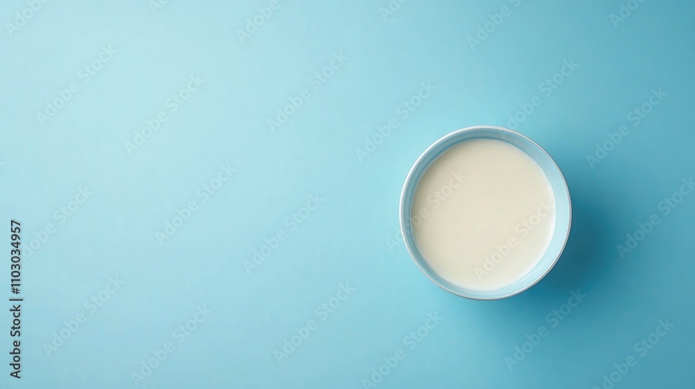 Handcrafted Greek yogurt in a shallow dish on a serene blue backdrop, perfect for a healthy breakfast with ample space for text. Handcrafted Greek yogurt in a shallow dish on a serene blue backdrop, perfect for a healthy breakfast with ample space for text.