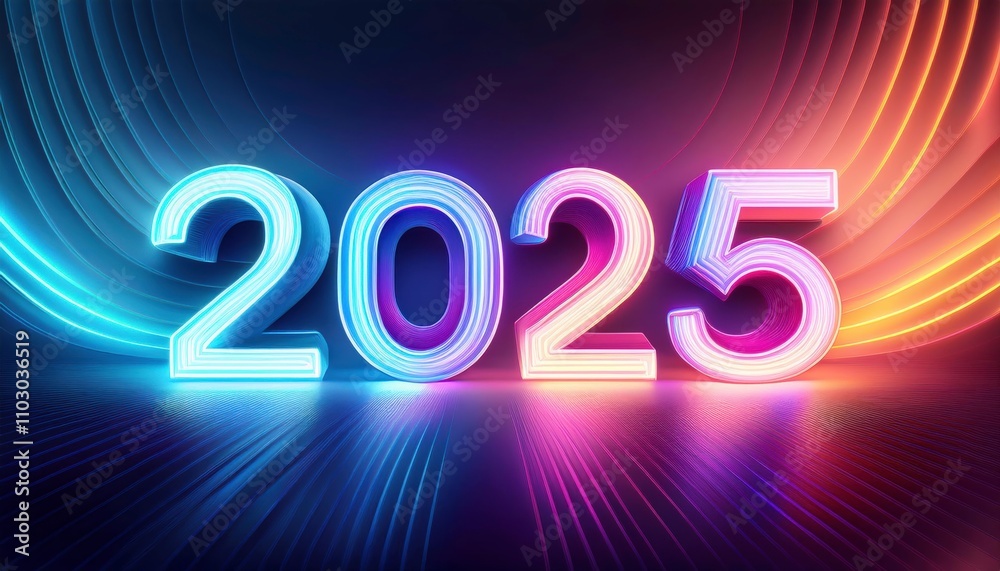 Neon 2025: Glowing futuristic numbers for the new year Neon 2025: Glowing futuristic numbers for the new year