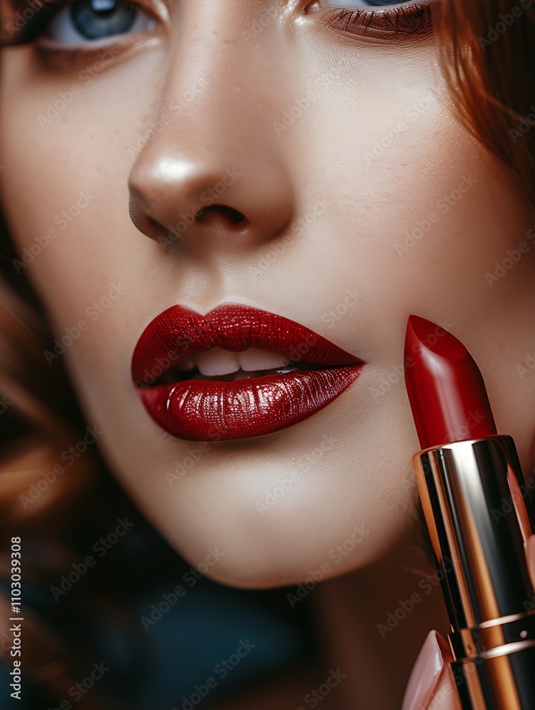 Obraz premium Close-Up of Glamorous Woman's Face with Bold Makeup