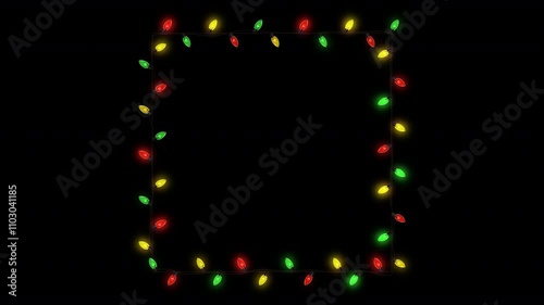 Colorful Lights Square Overlay Frame Element with Alpha Channel
