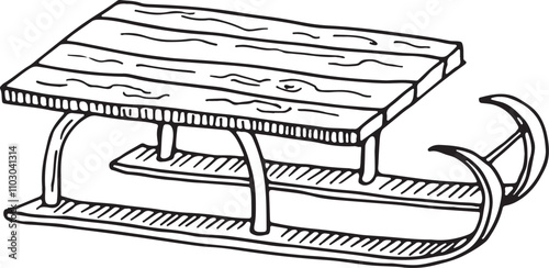 Sled doodle. Winter fun activity. Kid sport