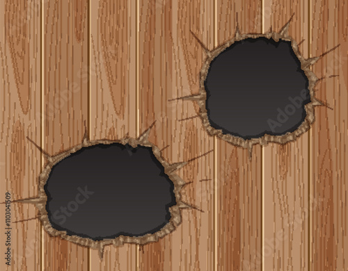 Wooden Surface with Two Holes