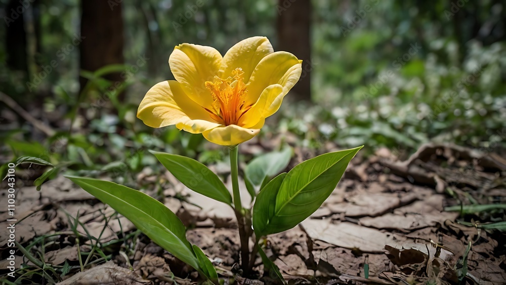 Yellow flower in the forest,Tropical flower in the forest Yellow flower in the forest,Tropical flower in the forest