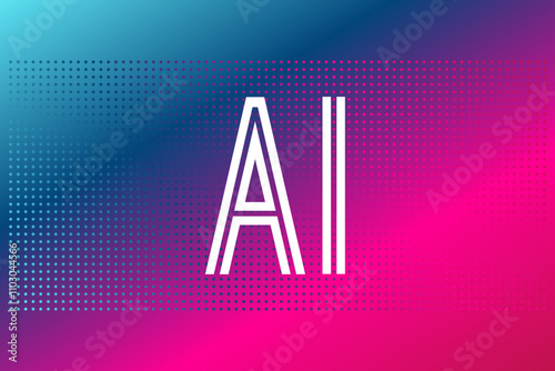 Artificial intelligence. Machine deep learning. Smart digital technology. AI vector illustration for science, presentation, concept design, business, future. Gradient dotted pattern