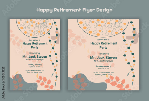 Retirement party invitation  flyer design template
