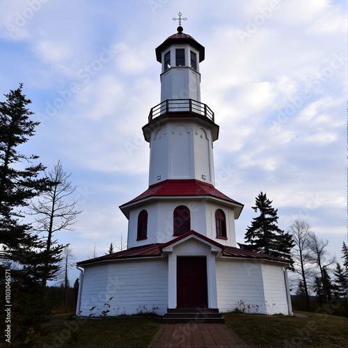 September, 2020 - Solovki. Church-lighthouse on the top of Mount Sekirnaya. Russia, Arkhangelsk region photo