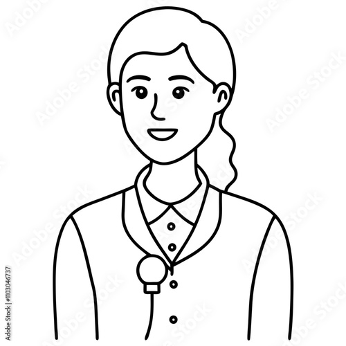  woman with lavalier microphone on shirt