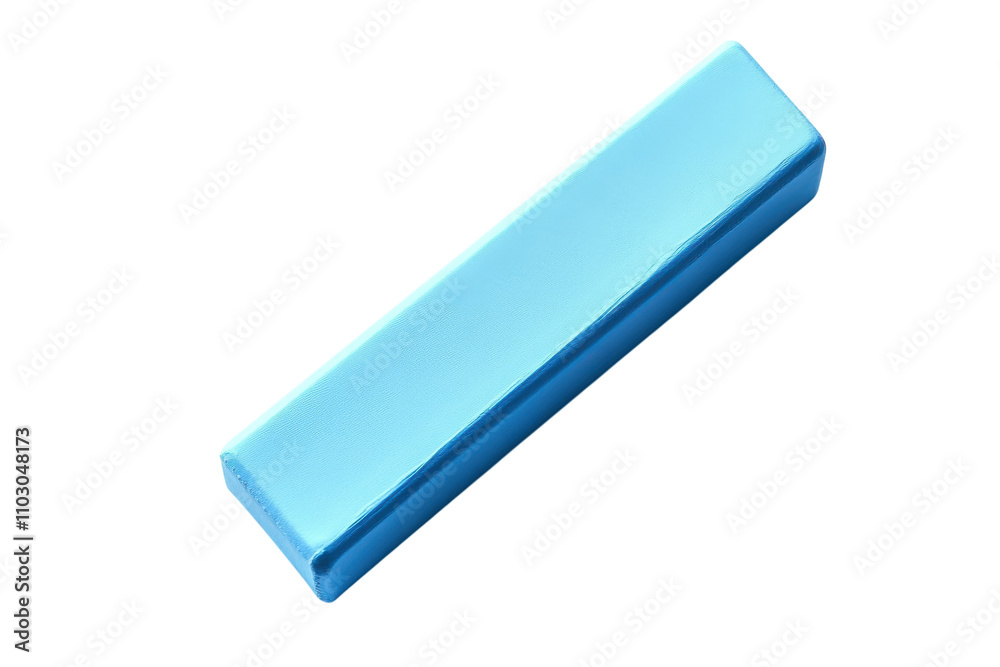 Bright blue rectangular eraser on a plain white background for art and school supplies Bright blue rectangular eraser on a plain white background for art and school supplies