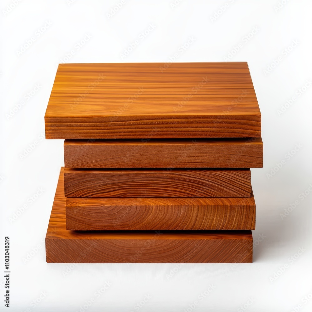 Stack of smooth wooden planks with natural grain detail isolated on a white background minimal and clean design perfect for construction visuals Stack of smooth wooden planks with natural grain detail isolated on a white background minimal and clean design perfect for construction visuals