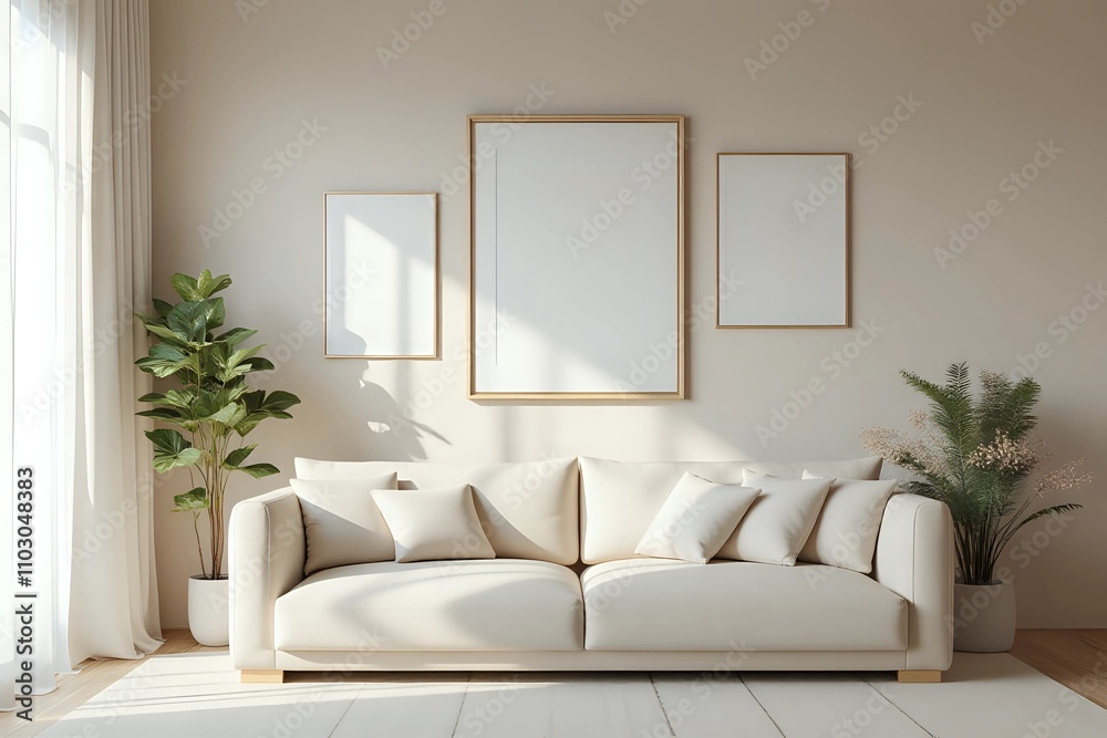 A serene and minimalist living room with textured stucco walls in a calming neutral tone A serene and minimalist living room with textured stucco walls in a calming neutral tone