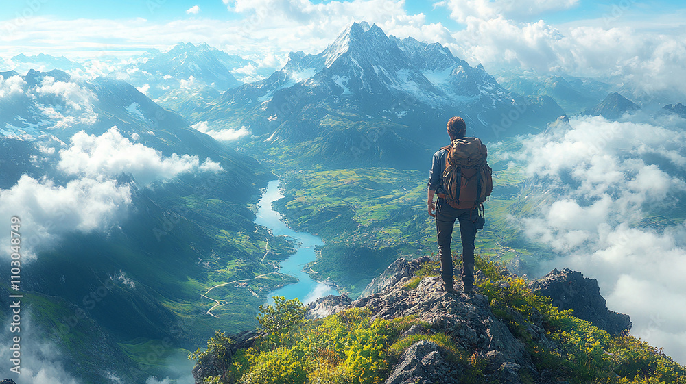 hiker in the mountains hiker in the mountains