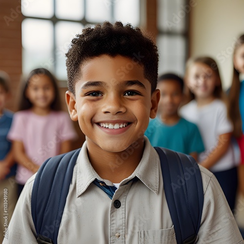 portrait of  a boy in classroom