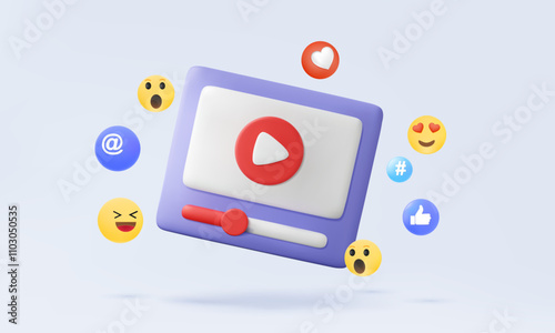 3D vector Video new idea creative content floating on pastel background. modern live streaming emotion communication entertainment social media, illustration