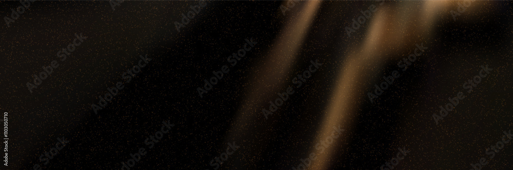 Golden glimps on black metallic gradient bg with noise. Luxury vector illustration with grit texture. Blurred abstract background