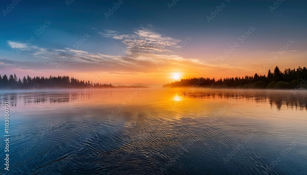 Sunrise Serenity: Misty Lake at Dawn Sunrise Serenity: Misty Lake at Dawn